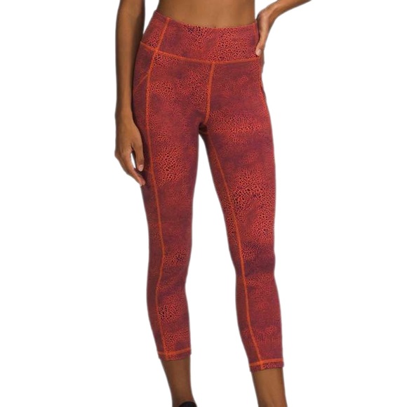Lululemon Invigorate High Rise Crop 23" Crackle Glaze Vintage Orange Size 18 - Picture 9 of 10